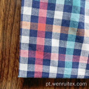 Camisa xadrez de lapela 100% algodão masculina de manga comprida